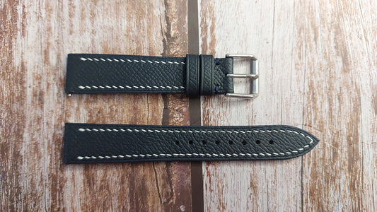 Navy Epsom Leather Strap For Omega Seamaster Midsize Watch
