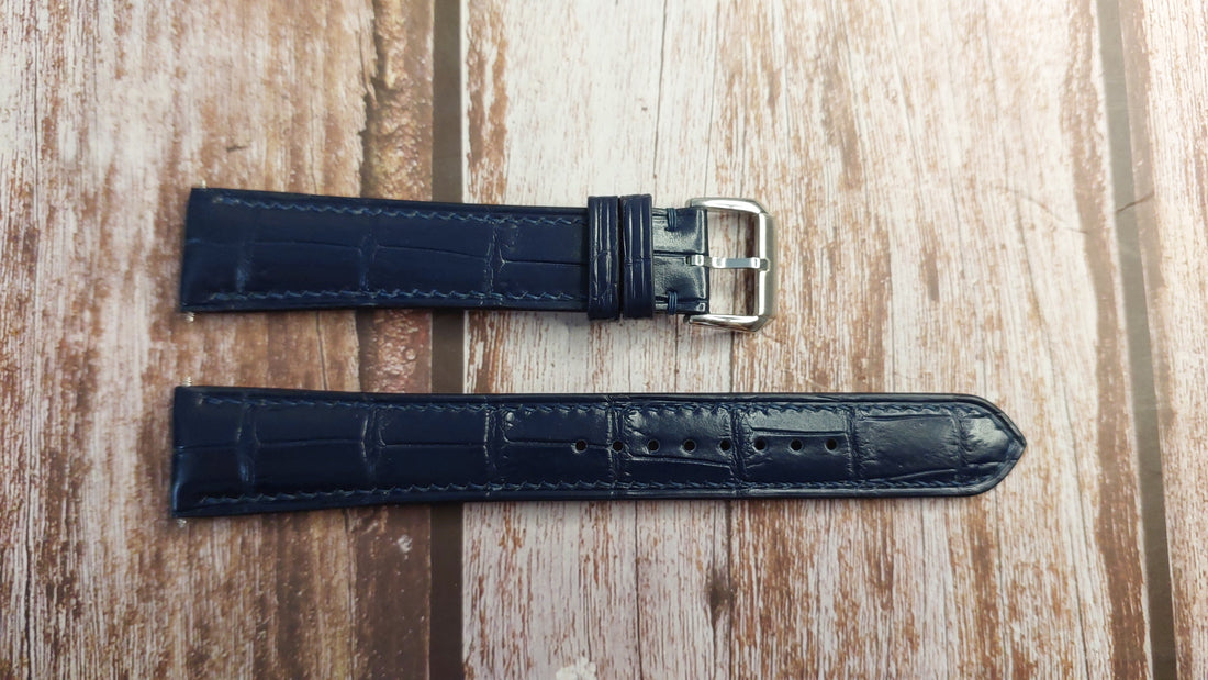 Dark Blue Full Grain Crocodile Leather Strap For Tissot chemin des tourelles Watch