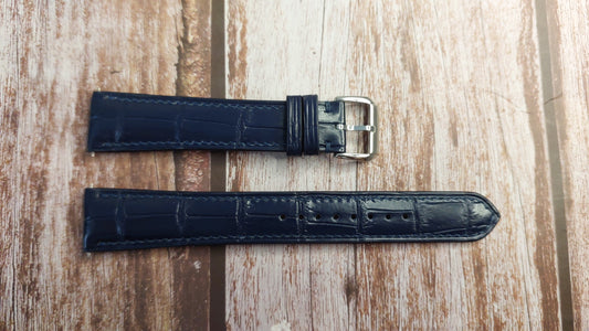 Dark Blue Full Grain Crocodile Leather Strap For Tissot chemin des tourelles Watch