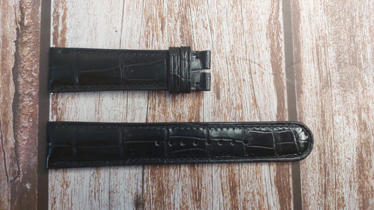 Black Full Grain Crocodile Leather Strap For S M Nelson: Baume & Mercier Classima Xl 65534 Watch