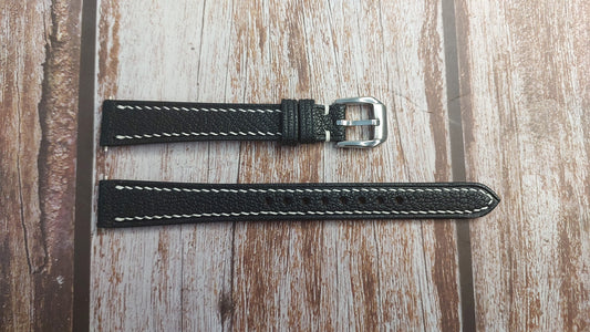 Black Alran Goat Leather Strap For Vintage Rolex Oyster Midsize Watch