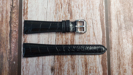 Black Full Grain Crocodile Leather Strap For 1979 Rolex Oyster Perpetual Date Watch