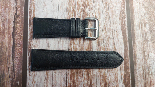 Black Full Grain Ostrich Leather Strap For Panerai Luminor Marina 1312 (44mm) Watch