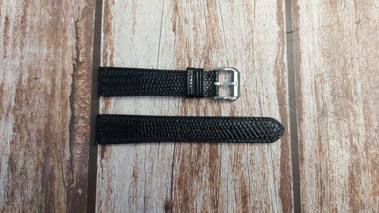 Black Full Grain Lizard Leather Strap
