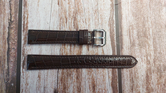 Brown Full Grain Crocodile Leather Strap For Omega Speedmaster Chronograph Automatic Watch