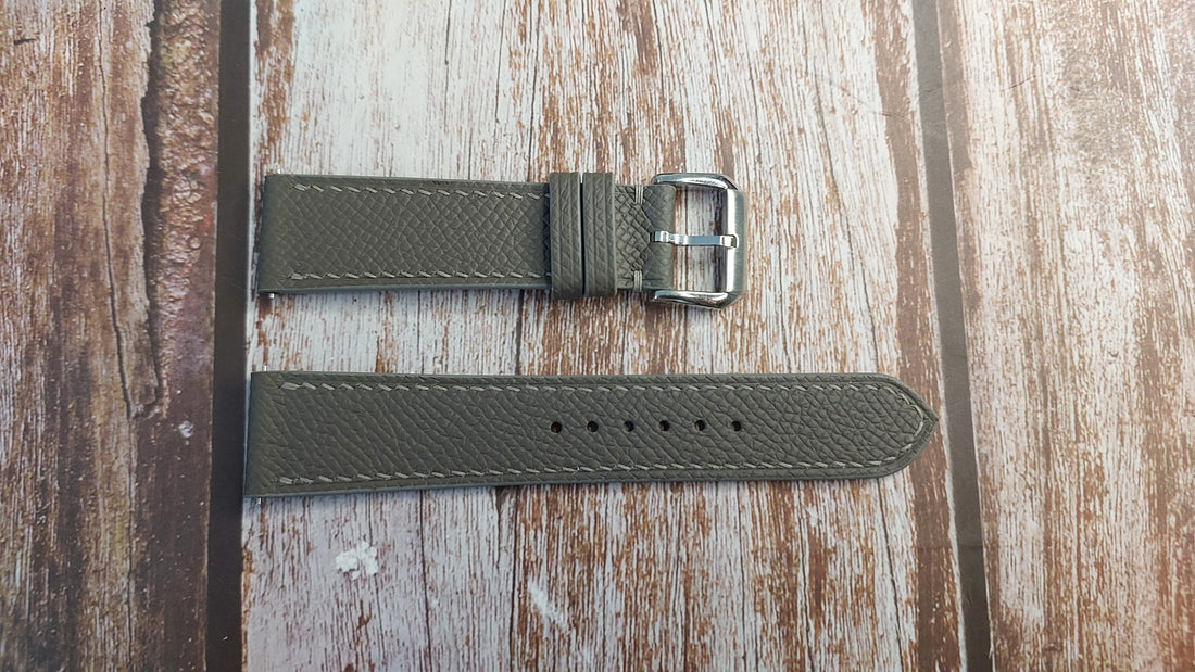 Gray Epsom Leather Strap For Timex Watch