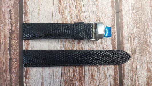 Black Full Grain Lizard Leather Strap For Seiko SARB065 Watch