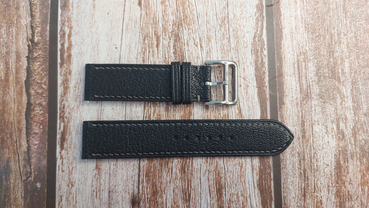 Black Alran Goat Leather Strap For Seiko Alpinist SPB159 Watch
