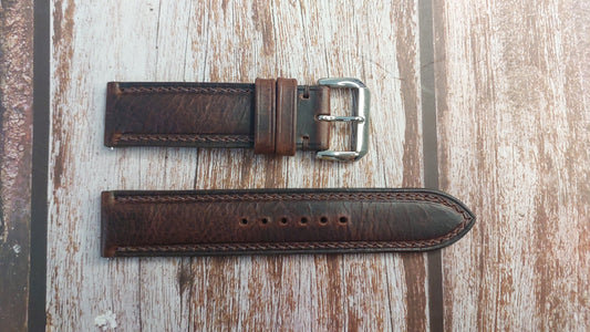 Dark Brown Badalassi Wax Leather Strap For Orient Bambino 38mm Watch
