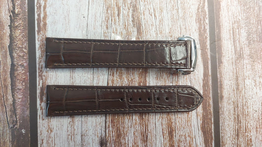 Brown Full Grain Crocodile Leather Strap For Dressy Sports Watch