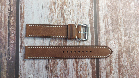 Whisky Maya Leather Strap For Hamilton Khaki Titanium Watch