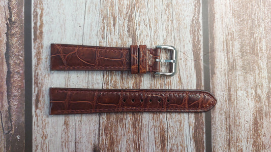 Reddish Brown Full Grain Crocodile Leather Strap For 1960 Omega Constellation Watch