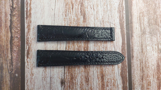 Black Full Grain Ostrich Leg Leather Strap For Omega Speedmaster FOIS Watch