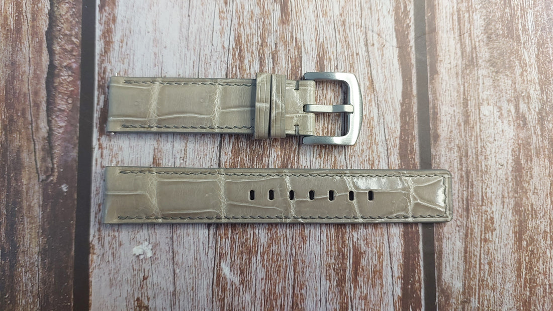 Gray Full Grain Crocodile Leather Strap For Omega Seamaster Watch