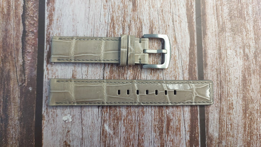 Gray Full Grain Crocodile Leather Strap For Omega Seamaster Watch