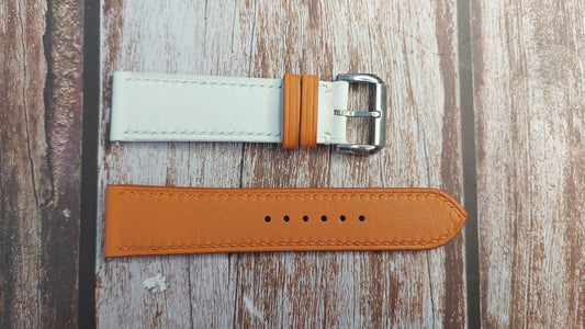 Orange/White Swift Leather Strap For Movado Bold Watch