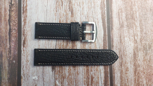 Black Full Grain Shark Skin Leather Strap ocean Watch