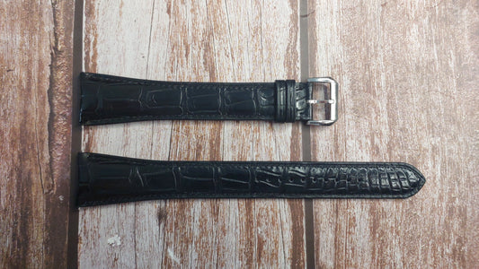 Black Full Grain Crocodile Leather Strap For Maurice Lacroix Watch