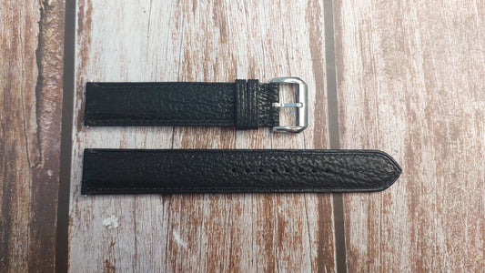 Black Full Grain Shark Skin Leather Strap