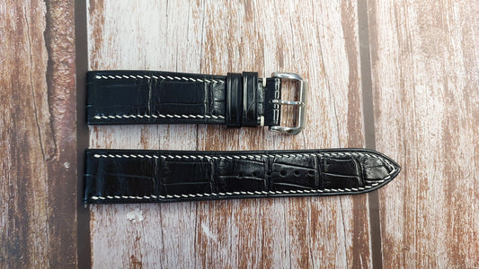 Black Crocodile Full Grain Leather Strap