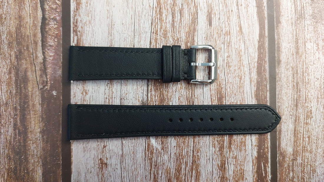 Black Swift Leather Strap For Prague Dress Watch