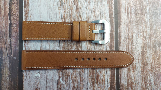 Brown Italian Veg Tanned Minerva Leather Strap For TW Steel VS120 Watch