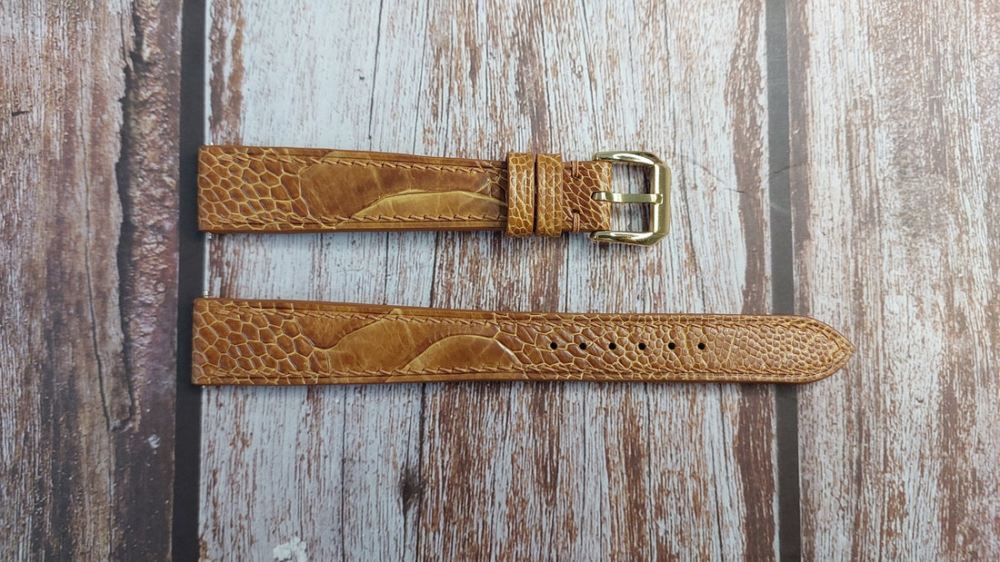 Light Brown Full Grain Ostrich Leg Leather Strap For 1956 Movado Watch