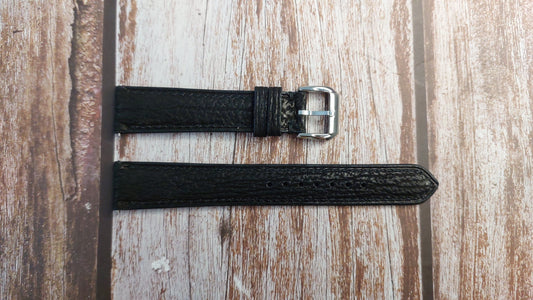 Black Full Grain Shark Skin Leather Strap