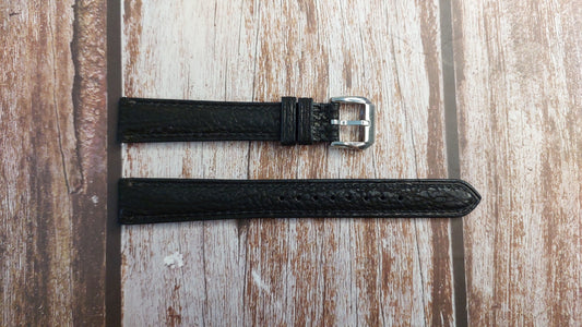 Black Full Grain Shark Skin Leather Strap For Vintage Longines dress watch from 1960