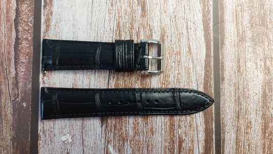 Black Full Grain Crocodile Leather Strap For Frederique Constant Manufacture men's watch