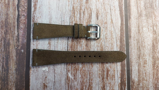 Dark Gray Suede Leather Strap For  Rolex Cellini Tank Watch