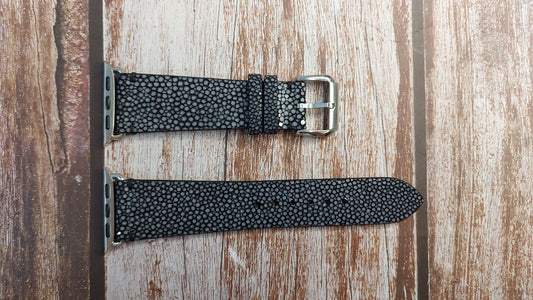 Black Full Grain Stingray Leather Strap For Apple Watch Series 4 (40mm)