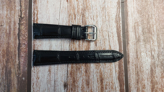 Black Full Grain Crocodile Leather Strap For Zenith El Primero Watch