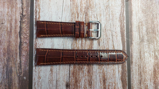 Reddish Brown Full Grain Crocodile Leather Strap For Patek Philippe 5524R Watch