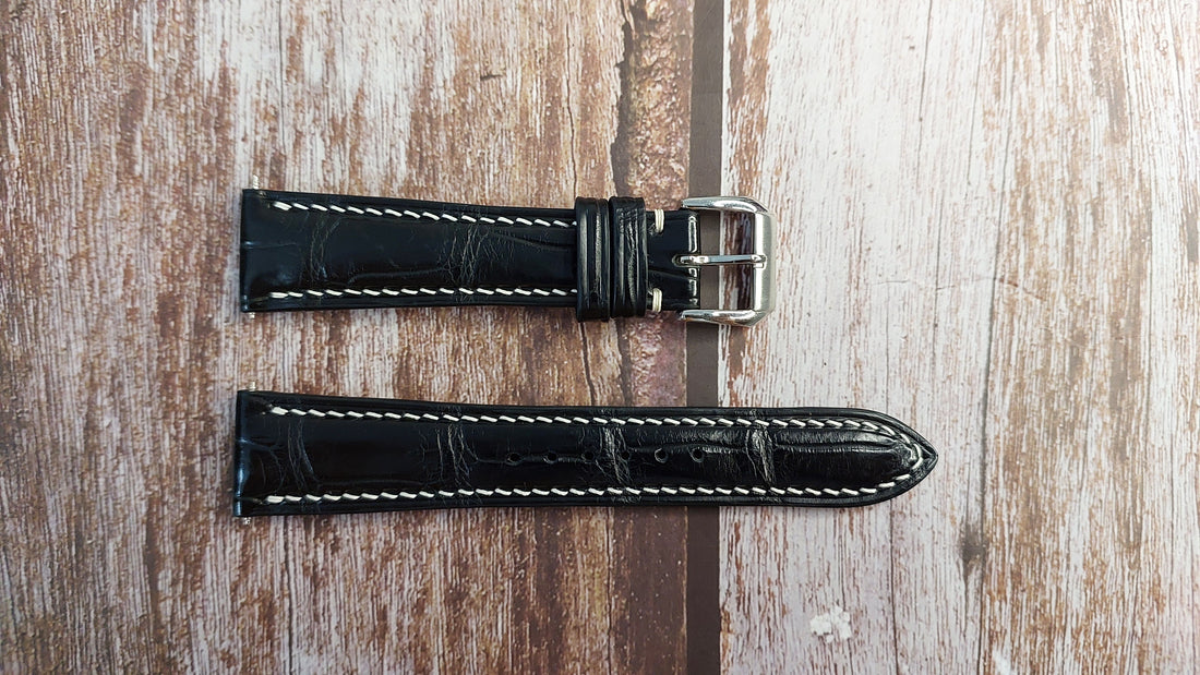 Black Full Grain Crocodile Leather Strap