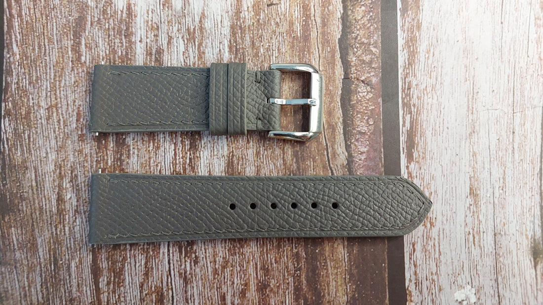 Gray Epsom Leather Strap For Timex Watch