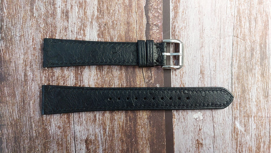 Black Full Grain Ostrich Leather Strap