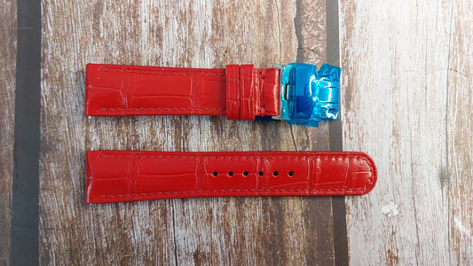 Red Full Grain Crocodile Leather Strap For Omega speedmaster professional Watch