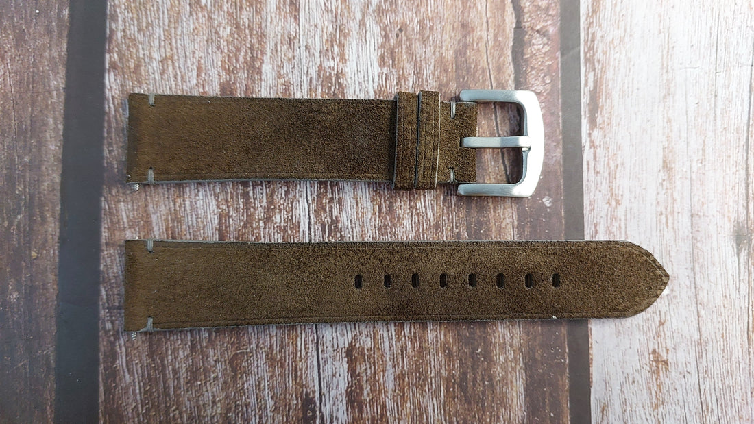 Dark Gray Suede Leather Strap For Magrette Moana Pacific Waterman GMT Watch