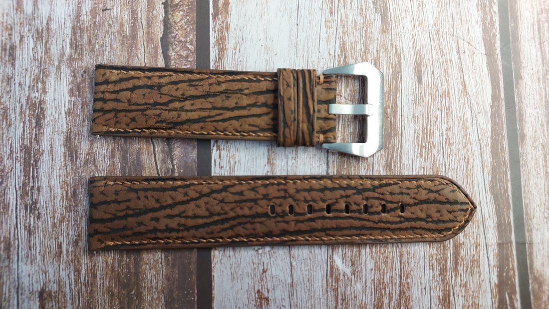 Brown Full Grain Shark Skin Leather Strap