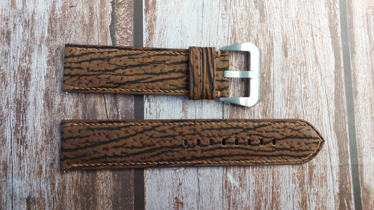 Brown Full Grain Shark Skin Leather Strap