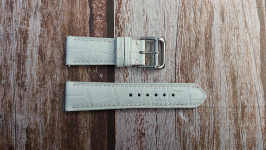 Sand White Full Grain Crocodile Leather Strap For Omega✖️swatch Moon swatch Watch