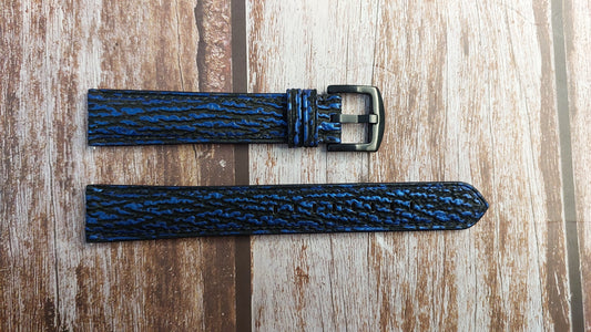 Blue Full Grain Shark Skin Leather Strap