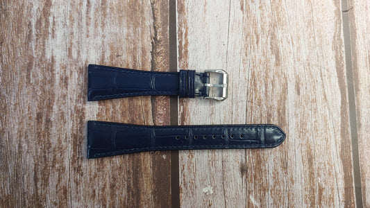 Dark Blue Full Grain Crocodile Leather Strap For Fit AP Canape Watch