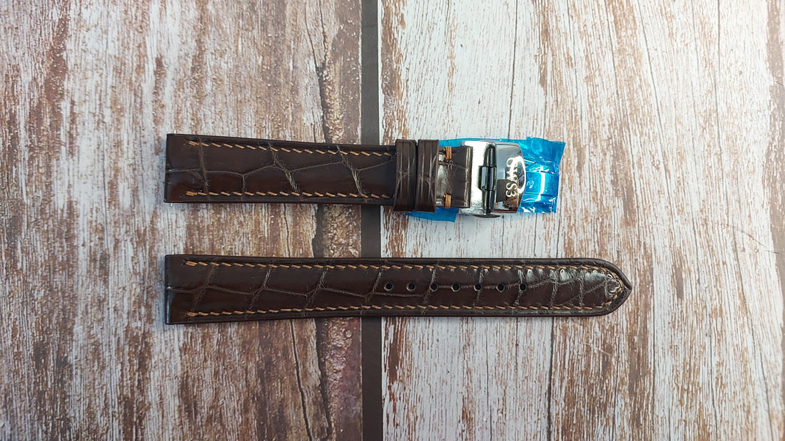Brown Full Grain Crocodile Leather Strap