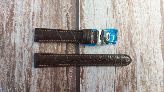 Brown Full Grain Crocodile Leather Strap