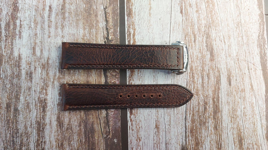 Dark Brown Badalassi Wax Leather Strap For Sporty Dress Watch