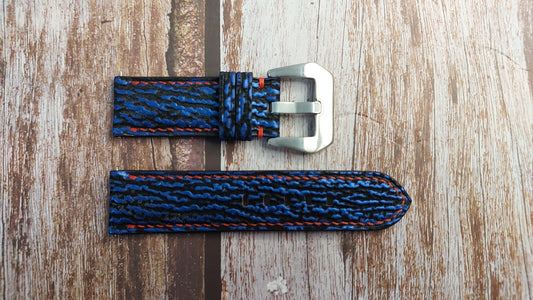 Blue Full Grain Shark Skin Leather Strap For Chronoswiss Watch