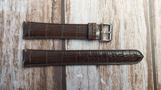 Brown Full Grain Crocodile Leather Strap For Citizen Eco Drive Watch