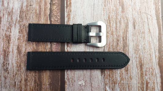 Black Swift Leather Strap For Hamilton khaki H70455733 Watch